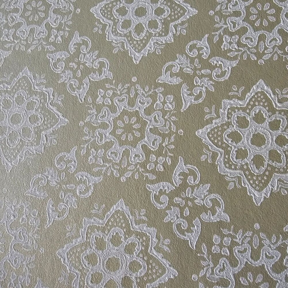 Vintage Wallpaper Sample Sheet Geometric Medallion Demask Crafting Ephemera